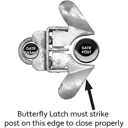 Jake Sales - Chain Link Fence Butterfly Gate Latch - Fence Automatic Gate Latch - 1-3/8" Gate Frame and 2-3/8" Gate Post - Galvanized Fence Gate Latch with Hole for Padlock - size: 1-3/8" X 2-3/8"