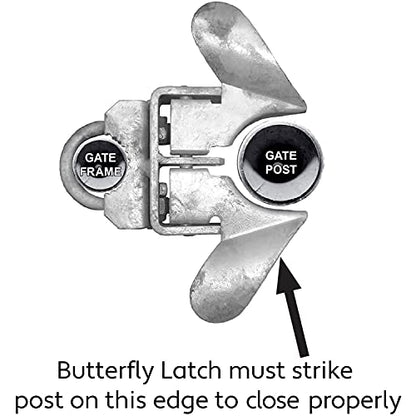 Jake Sales - Chain Link Fence Butterfly Gate Latch - Fence Automatic Gate Latch - 1-3/8" Gate Frame and 2-3/8" Gate Post - Galvanized Fence Gate Latch with Hole for Padlock - size: 1-3/8" X 2-3/8"