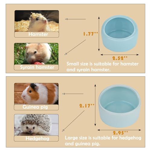 VanEnjoy 2 Pack Small Hamster Food Bowl Ceramic Guinea Pig Food Dish No Spill Hamster Food and Water Bowl Small Animal Food Bowl - Pink and Blue - size: 2.5"*1.78"