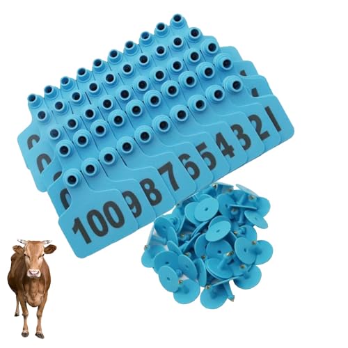 Cattle Ear Tags Numbered Thickened Plastic Livestock Ear Tags Marker Cows Ear Tags Livestock Ear Tags for Cattle Goat Pigs Cow No.701-800 Blue - size: No.701-800