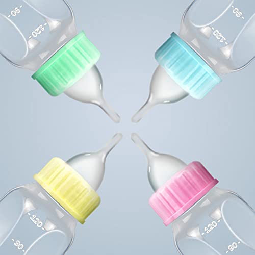 4 Pieces Pet Feeding Bottles Kit Newborn Small Animal Milk Bottle for Kitten Puppy Nursing Nipple Brush 4oz - color: Yellow