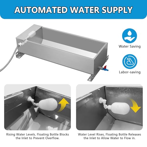 Automatic Livestock Water Trough Large Capacity Self Filling Dog Waterer Tank Animal Drinking Water Bowl with Float Valve Metal Water Trough for Livestock Dog Horse Goat Pets Pig Cow Deer