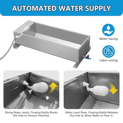 Automatic Livestock Water Trough Large Capacity Self Filling Dog Waterer Tank Animal Drinking Water Bowl with Float Valve Metal Water Trough for Livestock Dog Horse Goat Pets Pig Cow Deer