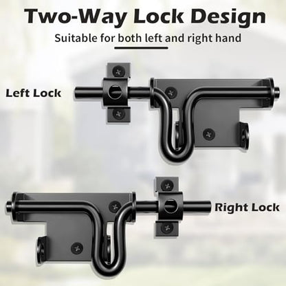 Heavy Duty Gate Latch with Padlock Hole for Outdoor Fence | Metal Thickened Slide Bolt Latch, Left or Right-handed Use, Fit Wooden Fence/Shed Door/Barn Doors
