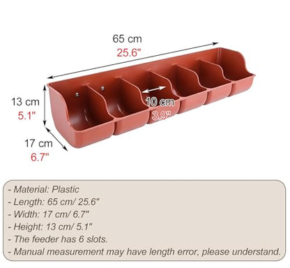 Small Multi-Compartment Poultry Feeder, 18 22 26 in Long Hay Feeder, Feeding Container for Geese Duck Backyard Farm Feeding Equipment(Red L65cm/25.6") - size: Red L65cm/25.6"
