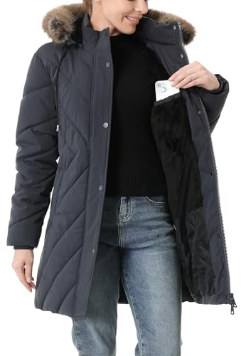 Women's Winter Coat Long Puffer Jacket - Waterproof Warm Thickened Snow Coat for Women - color: Darkgrey, size: Small