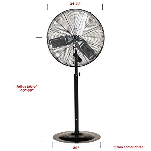 TPI Corporation CACU30P, 30-Inch High Velocity Non-Oscillating Pedestal Mount Fan for Commercial & Industrial, Garage, Gym, Outdoor, Patio, 120 Volt - size: 30”, style: Pedestal
