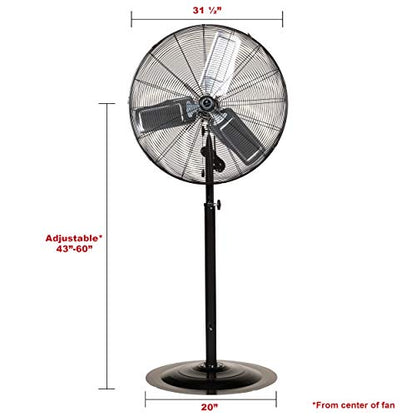TPI Corporation CACU30P, 30-Inch High Velocity Non-Oscillating Pedestal Mount Fan for Commercial & Industrial, Garage, Gym, Outdoor, Patio, 120 Volt - size: 30”, style: Pedestal