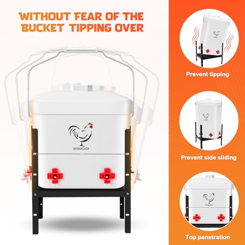 3 Gallon Heated Chicken Waterer Poultry Automatic Drinker Heater Bucket Winter Adsjustable Chicken Drinker Anti-Freezing Heated Waterer Chick Coop Watering System White-2.8 Gallon