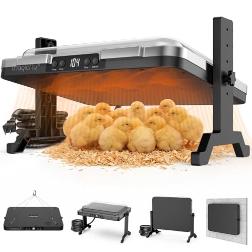 Brooder Plate for Chicks, Magicfly 200W Adjustable Chick Brooder Heater with Temp & Timer, UL-Compliant Safe Design, Radiant Brooding Box Coop Warmer with Remote Control & Cover for Ducklings Poults