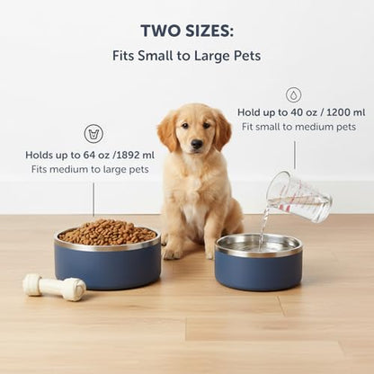 Dog Bowls, Stainless Steel Dog Food and Water Bowl for Small to Large Breed, Anti-Slip, Dishwasher Safer, Rust-Resistant, Easy to Clean, Weighted Durable Metal Bowl (Navy, 64 oz) - color: Navy, size: 64 oz