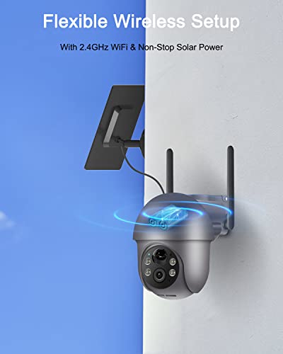 ANRAN 5MP Security Cameras Wireless Outdoor, Solar Camera Wireless with 360° View for Home Surveillance, WiFi Camera with Spotlights, PIR Detection, Color Night Vision, Siren Alarm, Q1 Max Grey - color: 5MP-Gray