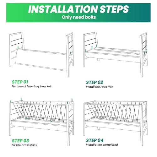 99 Gallon Pasture Hay Feeder, 2 in 1 Goat Hay Feeder with 33 Gallon Deeper Feeding Pan, Galvanised Steel Frame Hay Rack for Goats, Sheep, Horses