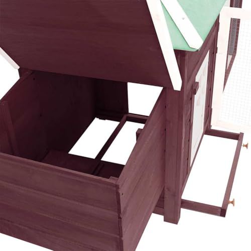75" Firwood Chicken Coop with Nesting Box & Run, Weather-Resistant Mocha, Tilting Roof, Raised for Yard - color: Brown-A