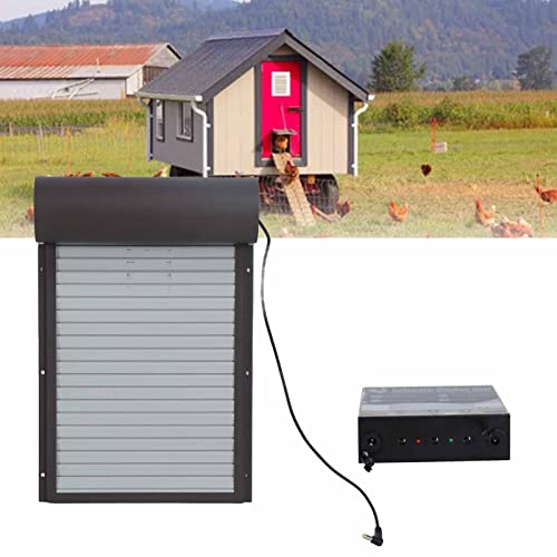 generic Automatic Chicken Hen Door with Timer, Battery Metal and Plastic Curtain Door for Poultry Safety, Rusty with LED Display for