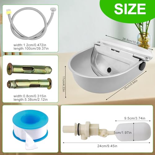 Automatic Cow Drinking Water Bowl Stainless Steel Animal Dispenser Waterer | Automatic Livestock Drinking Water Bowl with Float Valve Drainage Hole,with 3/4'' Hose & Screws