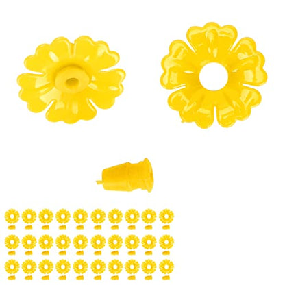 Hyuduo 30-Piece Hummingbird Feeder Replacement FlowersYellow Nectar Feeding Ports for Outdoor Hummingbird Feeders, Compatible with Glass Plastic Hummingbird Feeders - color: Yellow