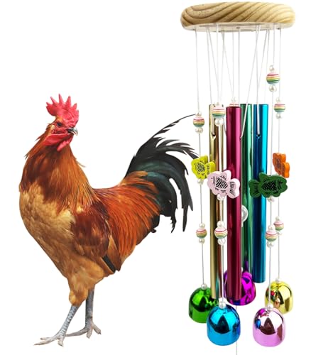 Chicken Toys for Coop, Colorful Chicken Wind Chime Enrichment Toys, Hanging Chick Peck Toy with Bells, Coop Accessories Toy for Hens Chicks Poultry