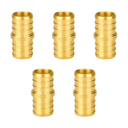 SUNGATOR 5-Pack 3/4" Pex Coupling, 3/4 Inch Pex Coupler Brass Fittings - size: 3/4" Coupler, 5 Pack