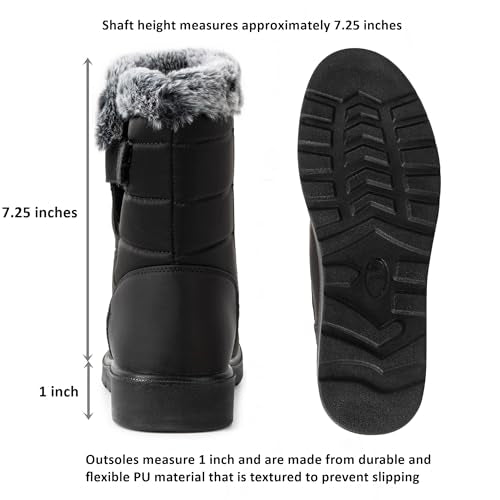 Alpine Swiss Lexie Women’s Snow Boots | Waterproof Faux Fur Lined | Warm Cozy Winter Booties | Anti-Slip Sole | Stylish Outdoor Shoes - color: Black, size: 6