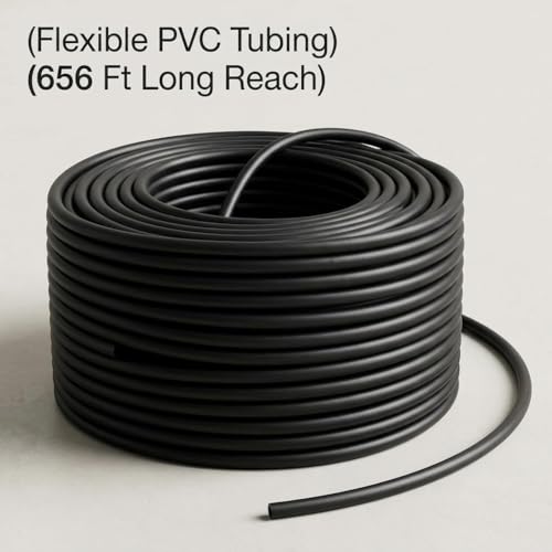 All-Weather 656ft Weighted Pond Tubing, Commercial Heavy Duty Self Sinking Pond Hose with 8 Clamps, Anti-Kink Flexible Pond Aerator Tubing for Aquaculture and Water Recirculation - size: 3/8" id - 656ft