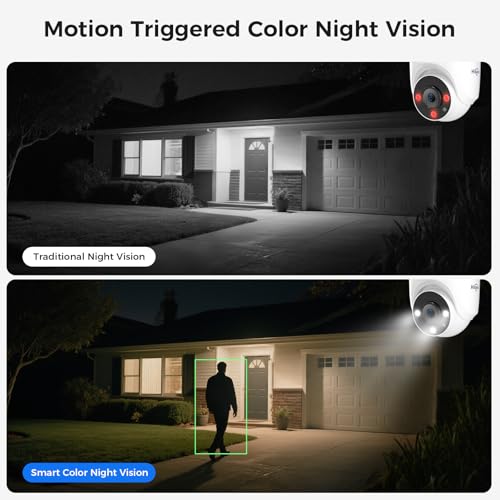 Hiseeu 12 Channel Wired Security Camera System with Smart Dual Light,Audio,Person/Vehicle Detection,121°Wide View,5MP DVR,12PCS 5MP IP67 Outdoor CCTV Cameras,3TB HDD for 24/7 Surveillance - color: White 12 CH