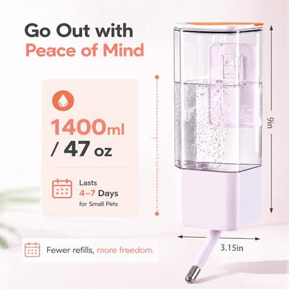 47OZ No-Drip Small Animal Water Bottle, Large Capacity Leakproof Hanging Pet Water Dispenser for Cage Crate, Water Feeder for Guinea Pig, Hamster, Rabbit, Ferret, Chinchilla (White) - color: White