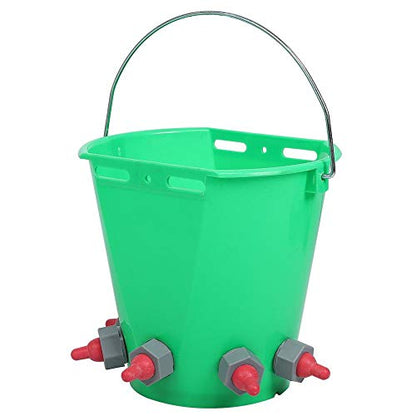 Zerodis Plastic Milk Feed Bucket, Large Capacity Animal Feeding Pot, Multiple Nipples 8L High Capacity Lamb Milk Feed Bucket for Cattle Sheep Livestoc Farm Animal