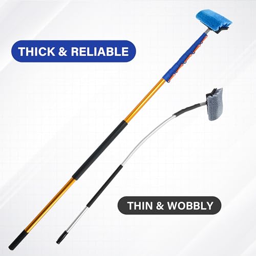 36 FT Exterior House Cleaning Brush Set with 7-30 Foot Telescoping Extension Pole, Soft Scrub Car Wash Brush, Medium Bristle Cleaning Brush and Window Squeegee & Washer - size: 30FT POLE