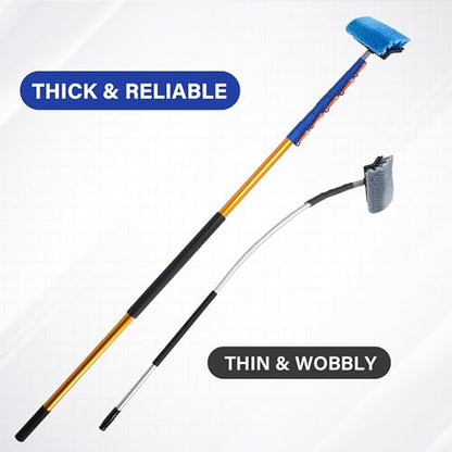36 FT Exterior House Cleaning Brush Set with 7-30 Foot Telescoping Extension Pole, Soft Scrub Car Wash Brush, Medium Bristle Cleaning Brush and Window Squeegee & Washer - size: 30FT POLE