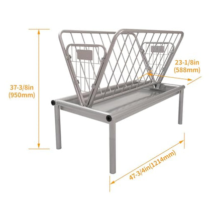 KUAFU 2 in 1 Grain & Hay Feeder, Pasture Livestock Feeder with Steel Frame & Deep Feeding Pan for Goats, Cow, Sheep, and Horses, Powder-Coated Steel Large Capacity, Easy to Carry and Assemble