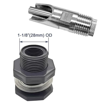 2 Sets Automatic Pig Nipple Drinkers Kit, Stainless Steel Pig Waterer Nipples and Plastics Water Tank Connectors and Hole Openers for Pigs Swine Piglets