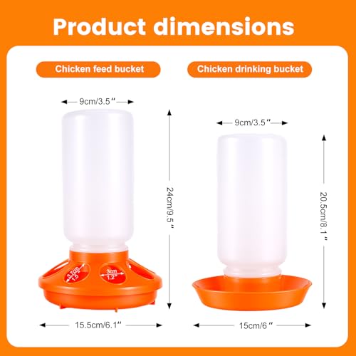Chick Feeder and Waterer Set 1L for Baby Chicks, Ducks, Quail | Quail Feeder Waterer Kit, Backyard Chicken Coop Brooder Supplies