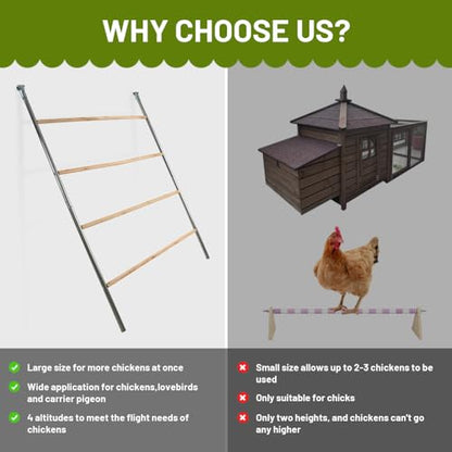 Yeeoy Chicken Perch Stand for Chicken Coop, Chicken Roosting Ladder Sturdy Roosting Bars for Adult Chickens, Chicken Toy and Coop Accessory Perfect for Backyard Poultry