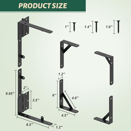 Gate Frame Fence Kit with Gate Latch,Heavy Duty Anti Sag Gate Kit, Gate Corner Brace Bracket Hardware for Wooden Fence Gate Garden Wooden Driveway Gates,Shed Doors, Corral（1 Set）