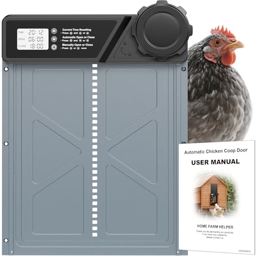 Large Size Automatic Chicken Coop Door Battery Powered Auto Chicken Door Opener, Timer Modes for Safe and Convenient Chicken Keeping with Intelligent Obstacle Sensors, 14.2" H x 10.83" L - color: Grey