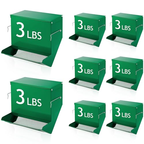 Maxcheck 8 Pcs Rabbit Feeder for Cages Bulk Small Animal Food Dispenser with Lid Metal Rabbit Feeders Outside for Guinea Pig(7.7 Inches,Green) - color: Green, size: 7.7 Inches
