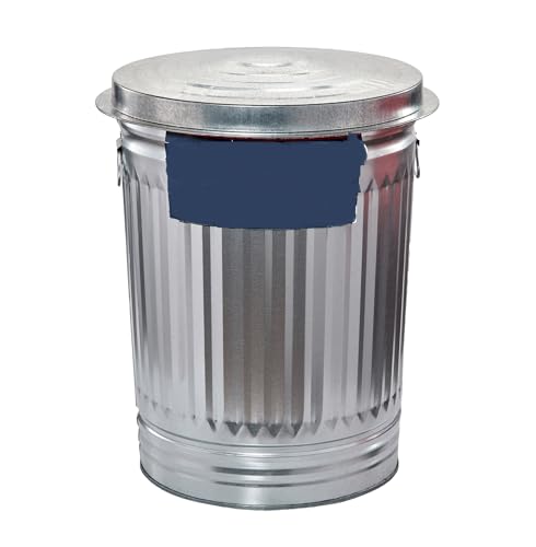 31 Gallon Steel Trash Can - Galvanized Steel Indoor/Outdoor Bin with Lid & Handles - Heavy Duty Rodent Proof Waste Container for Yard, Trash, Pet Food