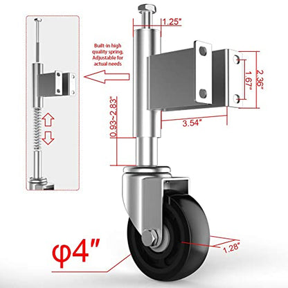 Spring Loaded Gate Casters 4” Heavy Duty Gate Caster Wheels with Hardware (Pack of 2) - style: 4 Inch 2 Pack