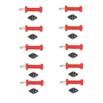 10 Pcs Electric Fence Gate Handles, Heavy Duty Electric Fence Insulators Spring Gate Handles with 10Pcs Insulators