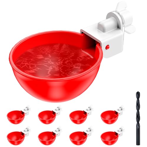 ZenxyHoC Chicken Waterer Cups, 9 Pack Automatic DIY Chicken Water Bowl with 3/8'' Hole Saw for Bucket, Trough - Poultry Drinking Valve, Easy Install - size: 9 Pack