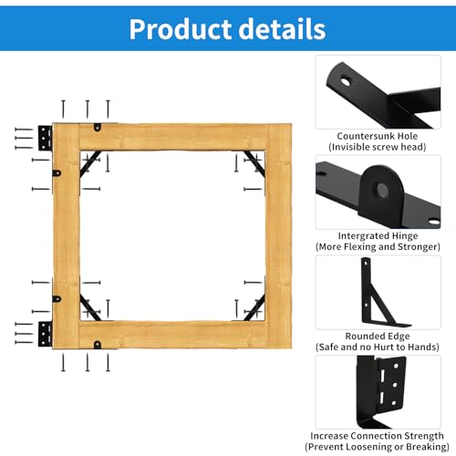 Fence Gate Kit Gate Hardware, Corner Brace Brackets Anti Sag Gate Kit Heavy Duty Gate Hardware for Wooden Fence,Shed Doors, Driveway Gates, Corral Gates, Wood Windows（1 Set)
