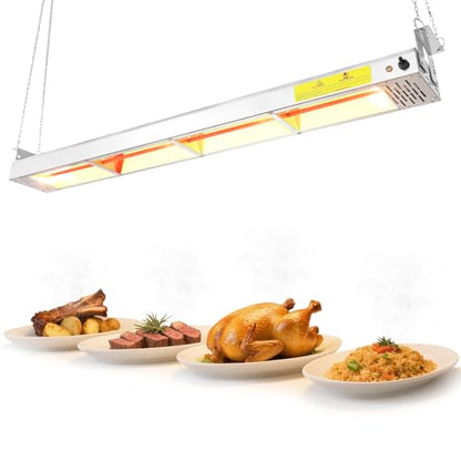 48-Inch Food Heat Lamp - 1350W Commercial Food Warmer Lamp Overhead Stainless Steel Catering Heat Lamps Electric Strip Heater for Restaurant Buffet Parties Kitchen, Silver 115V - color: Silver, size: 48 Inch
