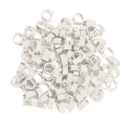 100PCS 8MM 001-100 Numbered Plastic Letter Pigeon Bird Leg Bands Rings, Bird Chicks Parrot Clip Rings Band (White) - color: White