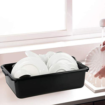 Kiddream13 Liter Commercial Bus Tray, Plastic Restaurant Wash Tubs Bus Tub BoxSet of 4, Black - color: Black, size: 13 Liter