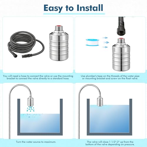 MorningRo 4 Pack Water Float Valve 1/2" to 3/4'' Auto Shut off Water Tank Float Valve 304 Stainless Steel Fully Automatic Level Control for Pool, Livestock Troughs (Classic Style) - style: Classic Style