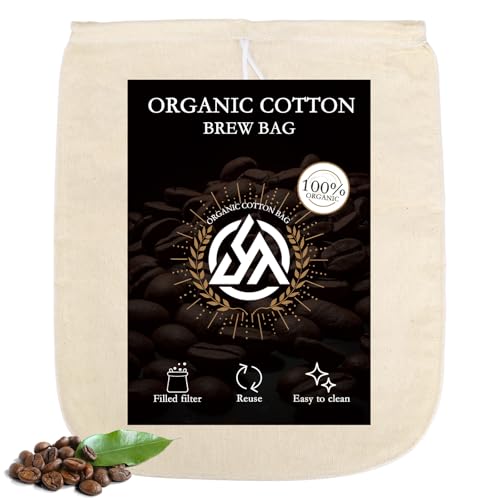 Organic Cotton Brewing Strainer Bag, 100% Unbleached Cotton Bag Reusable Hops and Cold Brew Coffee, for Fruit/Cider/Wine/Beer, Reusable Drawstring Straining XL 22x26 inches