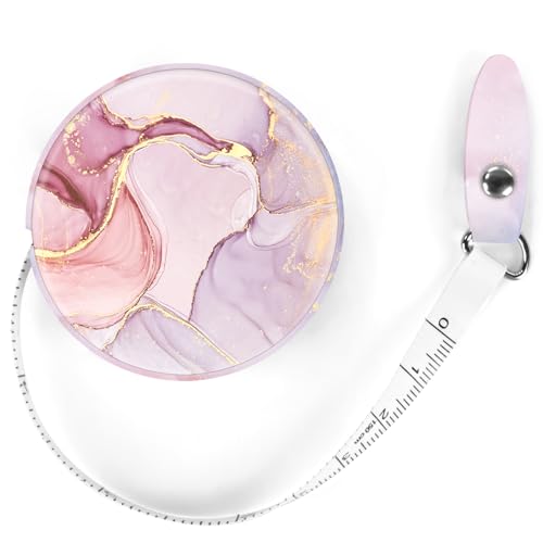 Sewing Tape Measure，Colour Printed Small Retractable Soft Measuring Tape for Tailor Cloth Fabric Body Measurements. - color: Pink Marble