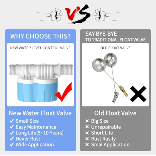 "1/2" Automatic Water Level Control Valve | Water Float Valve for Water Tanks | Water trough float valve | Automatic Filling | Automatic Shut Off | Perfect Upgrade for Water Tanks" (2-Pack) - style: 1/2inch Side water