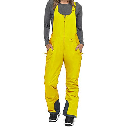 Yoawdats Women's Ski Snow Bibs Pants Insulated Water Resistant Winter Skiing Overalls Ripstop Windproof Snowboard Jumpsuits - color: Yellow, size: X-Large